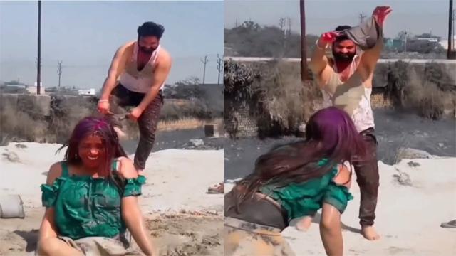 Viral Holi Video Girl Panties Removed Publicly